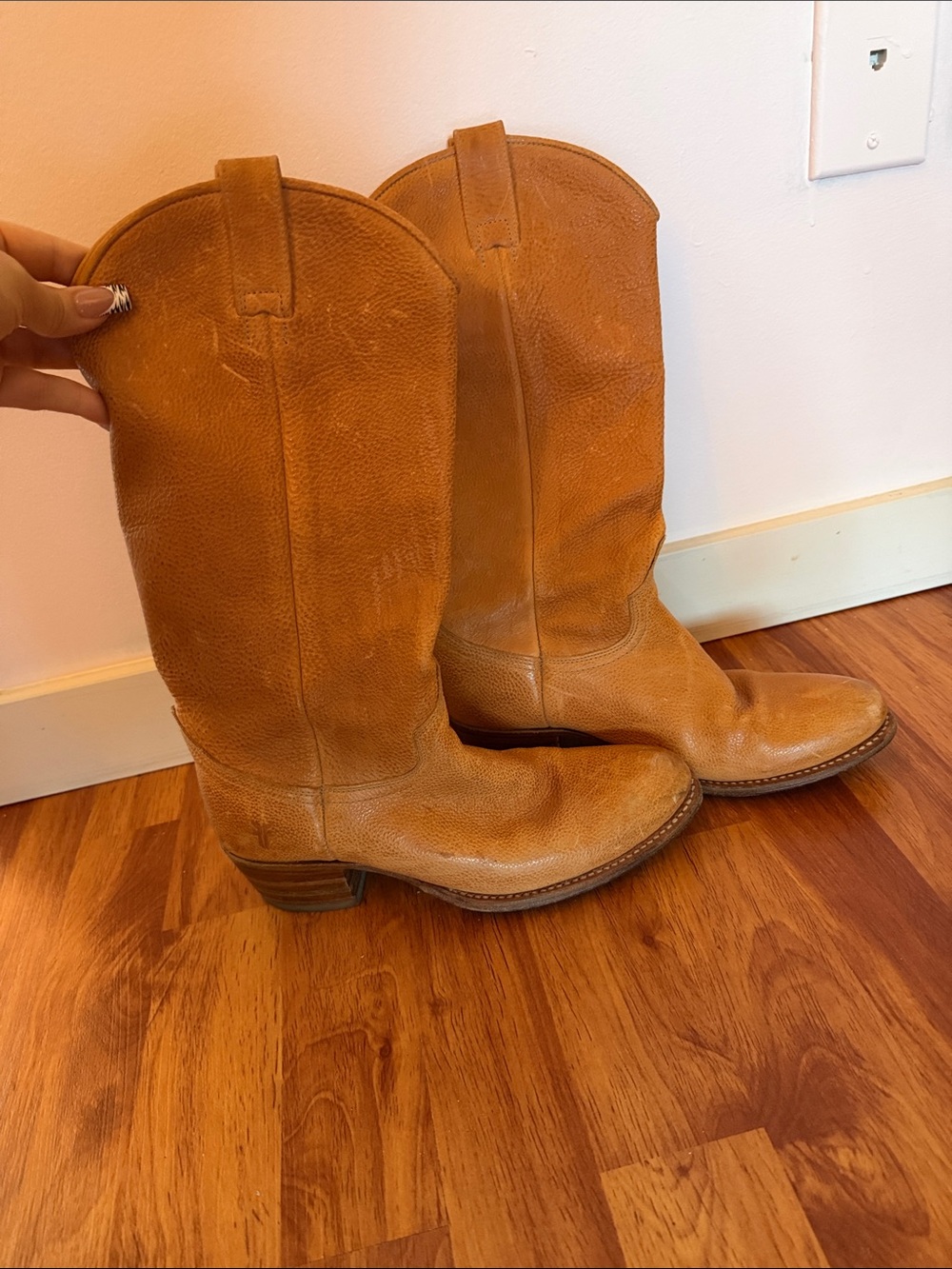 Frye cowboy boots camel colour leather